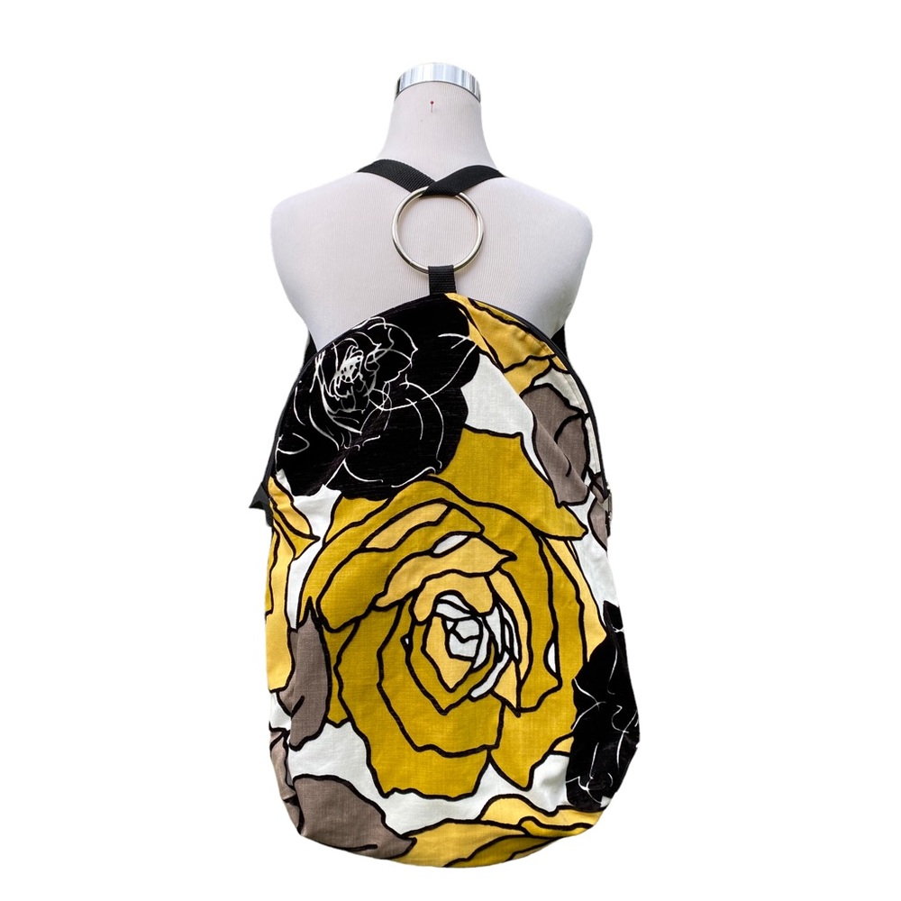 Kindred Spirit Messenger Backpack Yellow Floral Reversible Convertible Bag